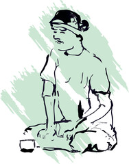 sketch people with lines and color