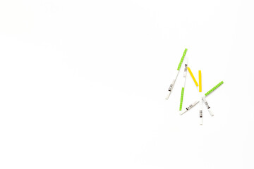 Pregnancy and ovulation tests top view. Female fertility and planning pregnancy concept