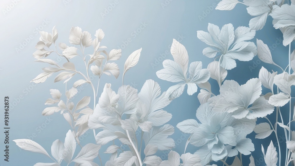 Poster soft light blue background with delicate patterns, calming and sophisticated.-