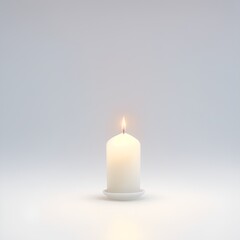 white candle light in light background