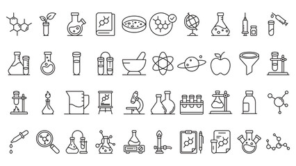 science laboratory icon collection line vector design in trendy style