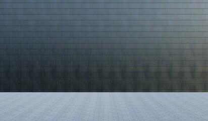 Industrial room interior, cement wall and floor background, steel wall, 3d illustration.