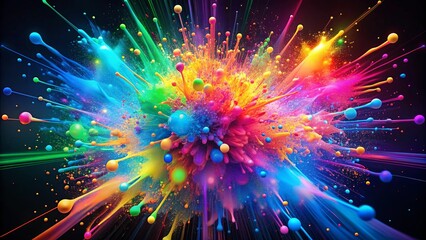 Fototapeta premium Dynamic abstract artwork with neon color splashes