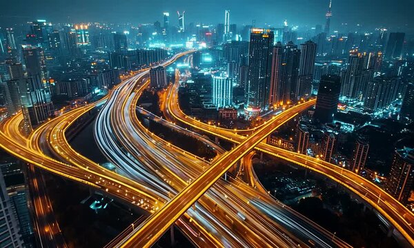 
Illustration of urban connectivity in a smart city with advanced infrastructure, showcasing sleek buildings and interconnected transportation systems for a futuristic environment.