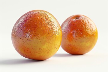 Two Ripe Oranges on a White Background