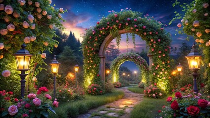 Fototapeta premium An enchanted garden at twilight