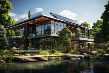 Obraz premium Contemporary green office building incorpo best picture