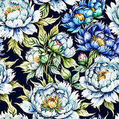 seamless pattern and texture of peonie flowers