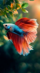 Betta fish with vibrant red and blue