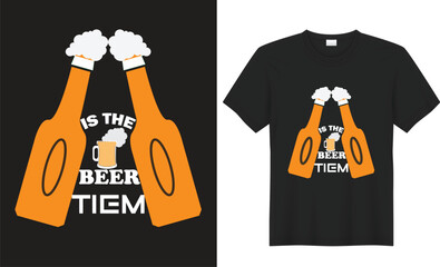 Oktoberfest Graphic T-shirt Design. Is the beer tiem. Funny Oktoberfest beer Lovers t shirts design vector illustration. Oktoberfest Drinking tee shirts design