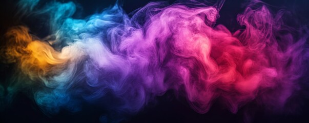 Colorful smoke clouds on a dark background