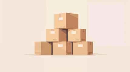Fototapeta premium Cardboard boxes stacked on top of each other on a white background