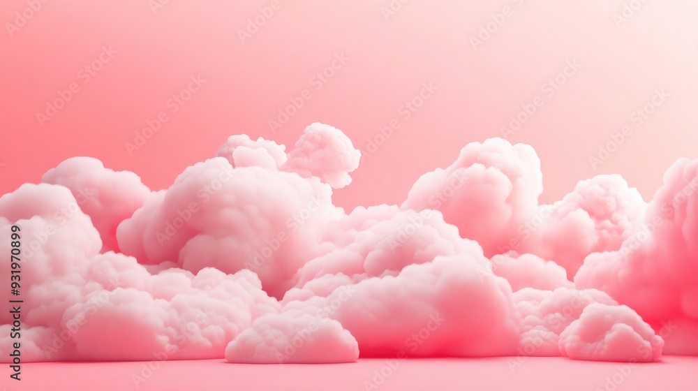 Poster 3d clouds with a pink abstract backdrop featuring illustrations and decorative elements for creative