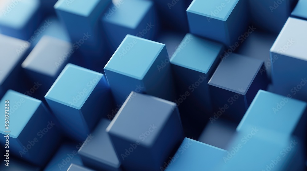 Poster 3d rendered illustration featuring a geometric cube composition ideal for use as a background