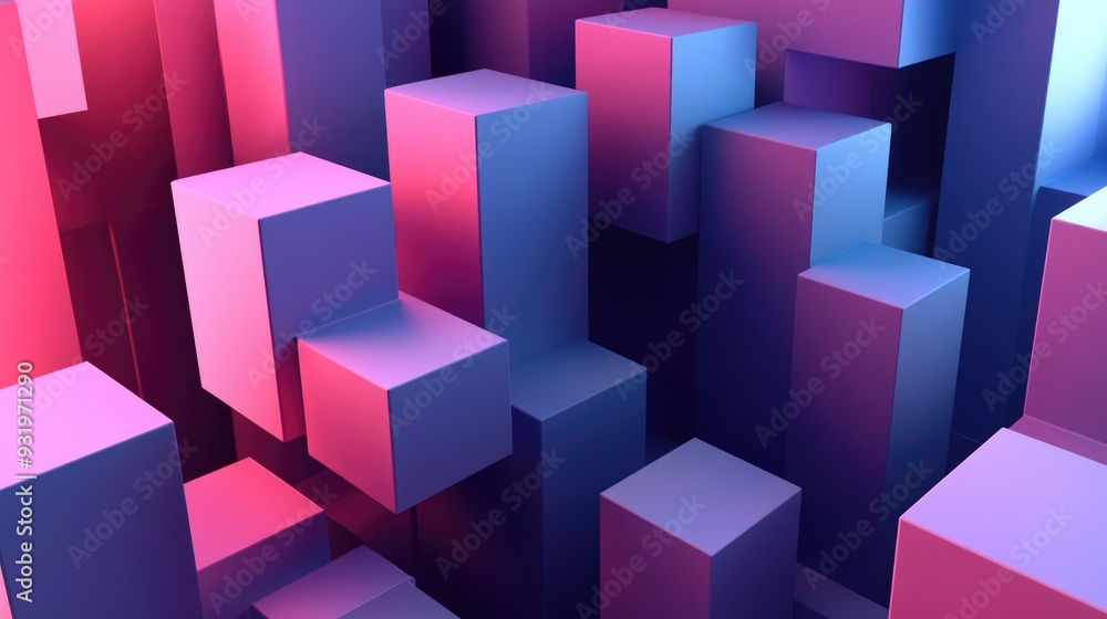 Aufkleber 3d rendered illustration featuring a geometric cube composition ideal for use as a background