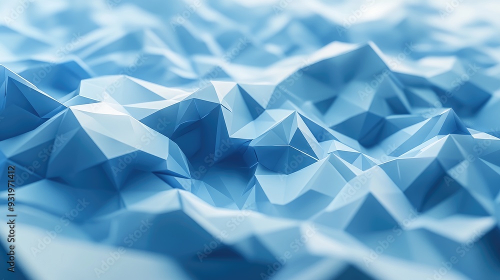Poster 3d rendering of a low poly abstract backdrop featuring a shallow depth of field effect