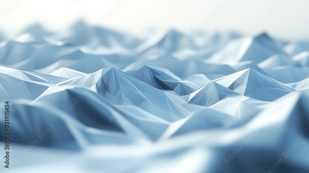 Poster 3d rendering of a low poly abstract backdrop featuring a shallow depth of field effect
