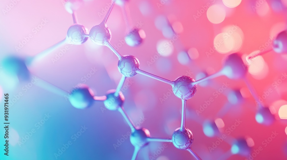 Poster 3d rendering of a molecule and communication background featuring lines and spheres suitable for bro