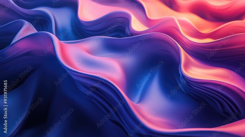 Poster 3d rendering of fluid undulating sheets in an abstract design