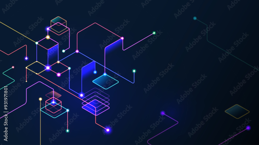 Fototapete digital geometric tech line pattern elements abstract background