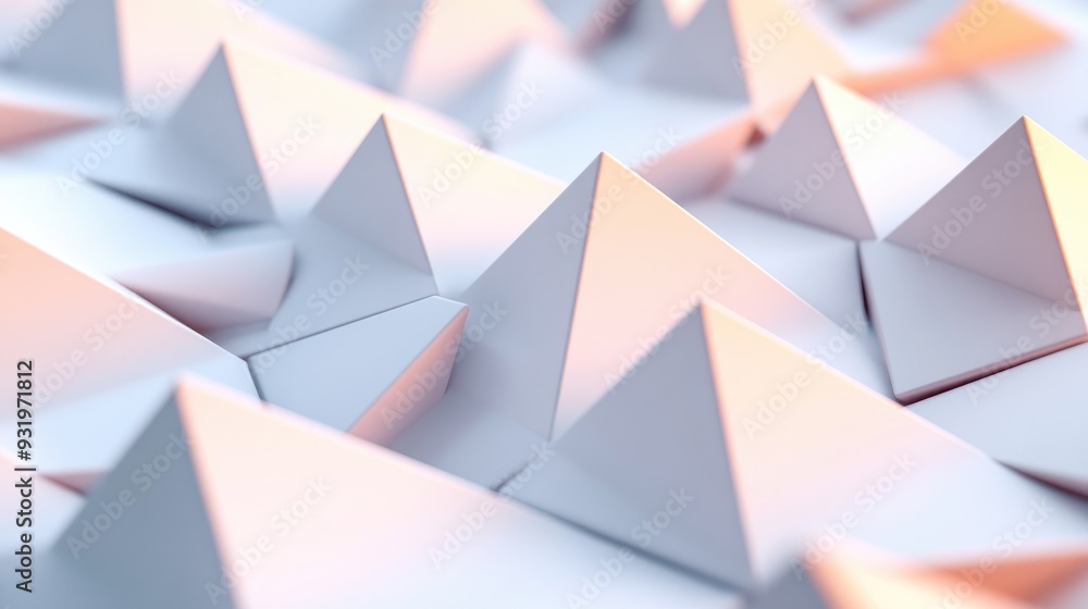 Aufkleber 3d rendering of triangles on a white background