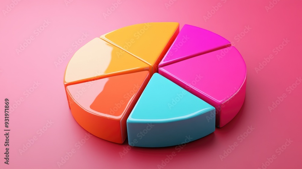Poster 3d representation of a pie chart analysis