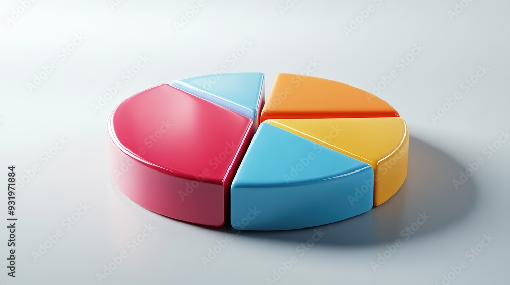 Poster 3d representation of a pie chart analysis