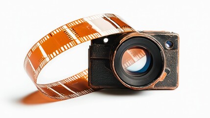 Film strip display with empty frames, suitable for showcasing memories, creative projects, or visual storytelling, offering ample room for personalized content and design.
