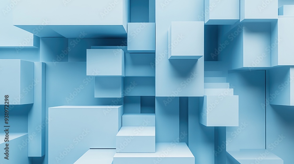 Aufkleber abstract 3d illustration featuring a light blue background with rectangular and linear shapes ideal 