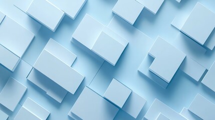 Abstract 3D illustration featuring a light blue background with rectangular and linear shapes Ideal for use as wallpaper or design elements