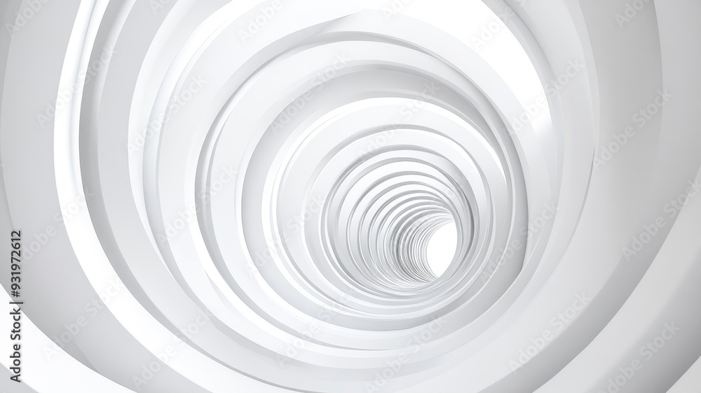 Poster abstract architectural background featuring a 3d rendering of a white circular tunnel structure repr