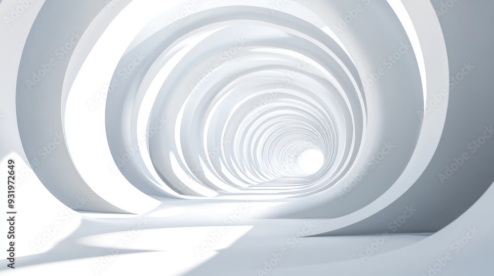 Poster abstract architectural background featuring a 3d rendering of a white circular tunnel structure repr