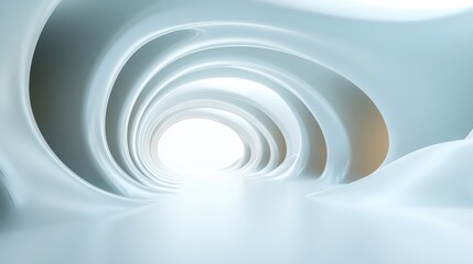 Fototapeta premium Abstract architectural background featuring a curved interior design in a 3D render