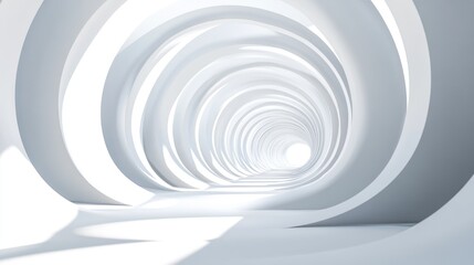 Fototapeta premium Abstract architectural background featuring a 3D rendering of a white circular tunnel structure representing a unique engineering concept