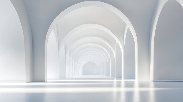 Abstract architectural background featuring an arched interior in a 3D render