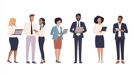 Obraz premium vector illustration, group of business people standing, employees, working, isolated on white background, Business