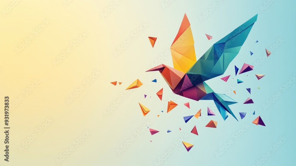 Poster abstract creative concept featuring a flat silhouette object designed for web and mobile use showcas