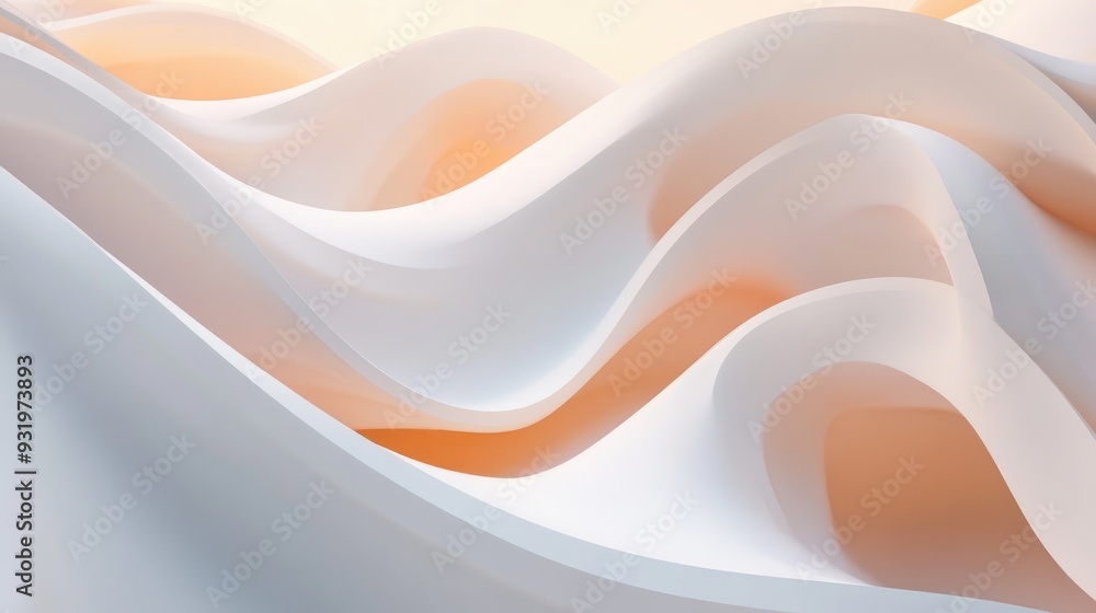 Aufkleber abstract curved lines on a soft background 3d rendering