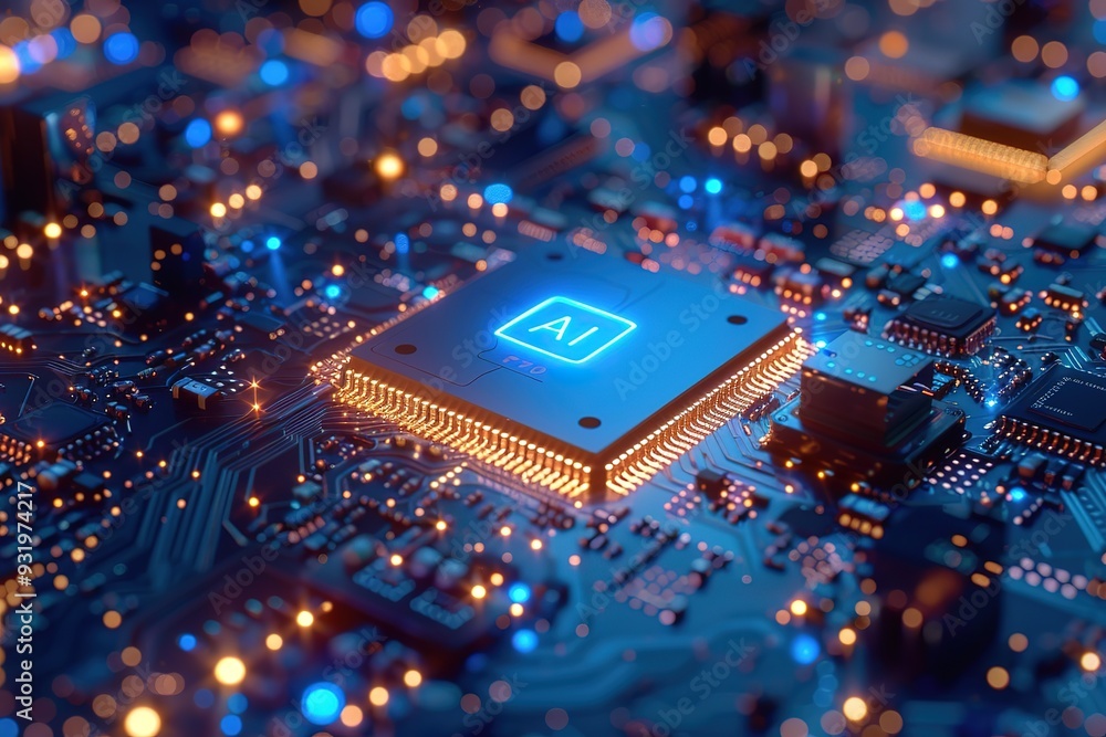 Poster a computer chip with the letters ai on it