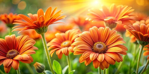 Fototapeta premium Vibrant orange daisies blooming in a sunny garden, showcasing their beauty and colors