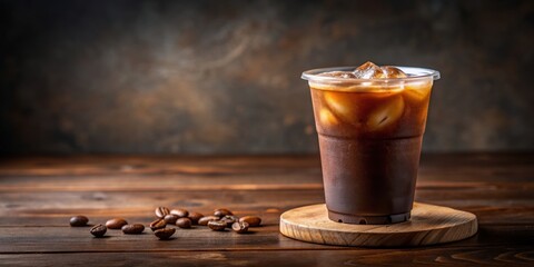 Single cold brew coffee in a brown cup , cold brew, coffee, beverage, drink, refreshment, brown cup, iced, cold, isolated