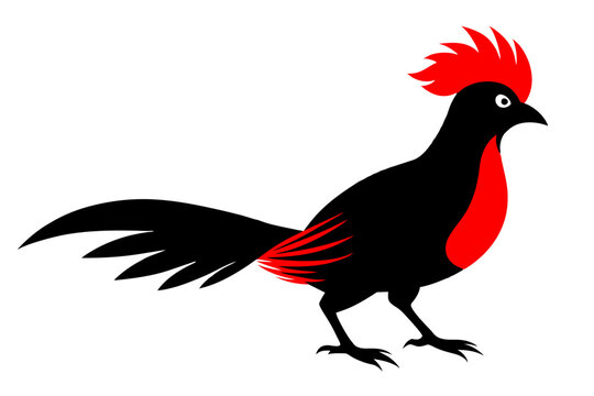 recommend clip art:  Red crested turaco silhouette black color vector art illustration 