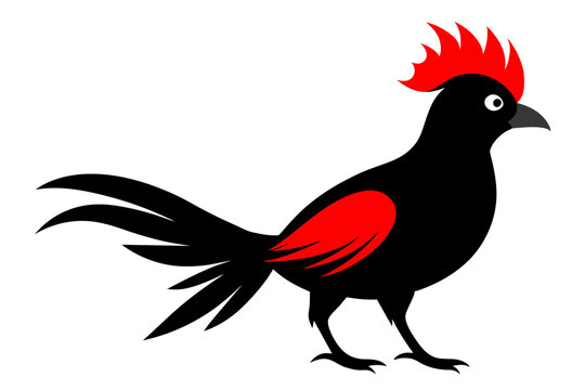 recommend clip art:  Red crested turaco silhouette black color vector art illustration 