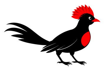  Red crested turaco silhouette black color vector art illustration 