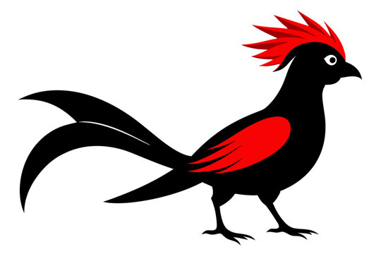 recommend clip art:  Red crested turaco silhouette black color vector art illustration 