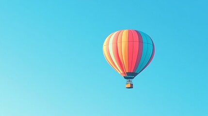 Fototapeta premium Colorful Hot Air Balloon Soaring in a Clear Blue Sky