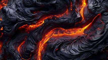 Fiery Eruption: Close-up of Molten Lava Flowing with Vibrant Crimson Background and Dramatic Lighting