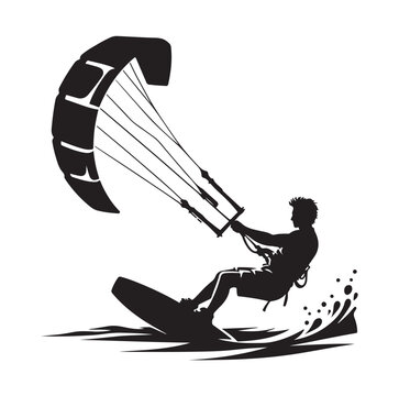 kitesurfing silhouette illustration icon vector