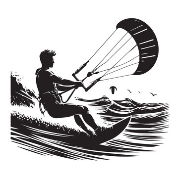 kitesurfing silhouette illustration icon vector