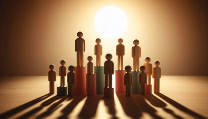 Diversity and inclusion concept. Silhouette figures of different colors